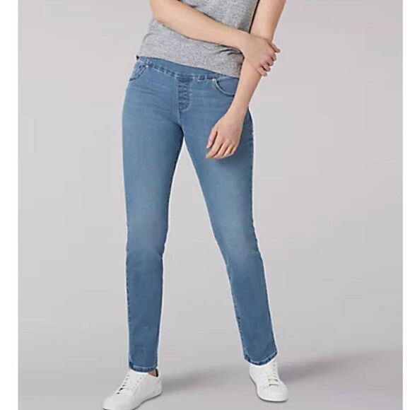 Lee mid rise aculpting pull on jeggings jeans denim sz 18 legging - Picture 1 of 8